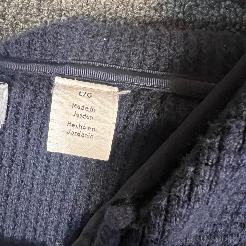Calvin Klein Mens Navy Blue Waffle Knit Full Zip Hoodie Sweater Jacket Large - Picture 2 of 9